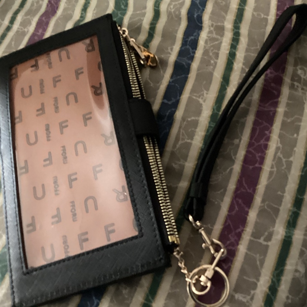 Chic Black and Gold Wristlet with Logo Design